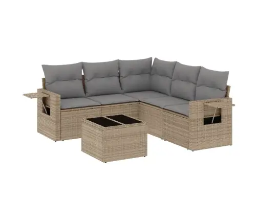 Sofos Komplektas Su Pagalvėlėmis, 6 Dalių, Smėlio, Poliratanas