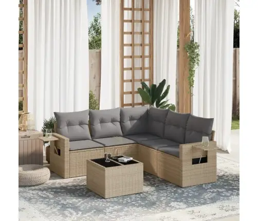 Sofos Komplektas Su Pagalvėlėmis, 6 Dalių, Smėlio, Poliratanas