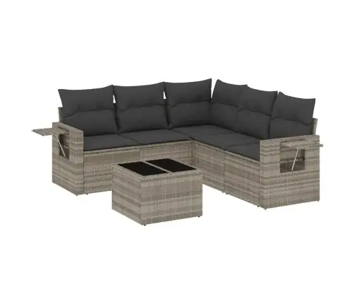 6-Osaline Aiamööblikomplekt Patjadega, Helehall, Polürotang