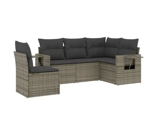 5-Osaline Aiamööblikomplekt Istmepatjadega, Polürotang, Hall