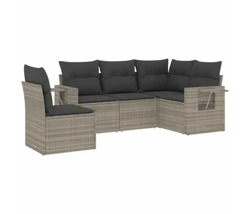 5-Daļīgs Dārza Dīvānu Komplekts,Matrači, Gaiši Pelēka Pe Pinums Vidaxl