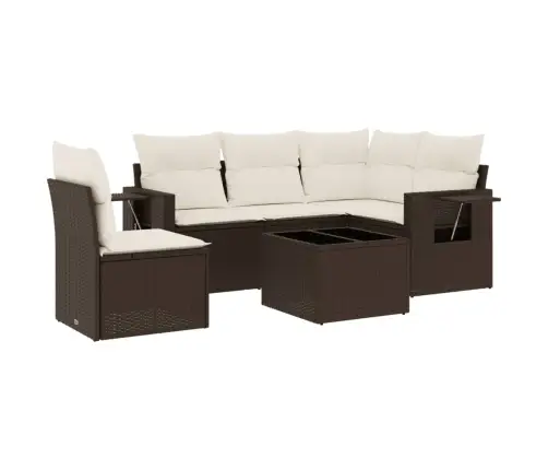 6-Osaline Aiamööblikomplekt Patjadega, Pruun, Polürotang