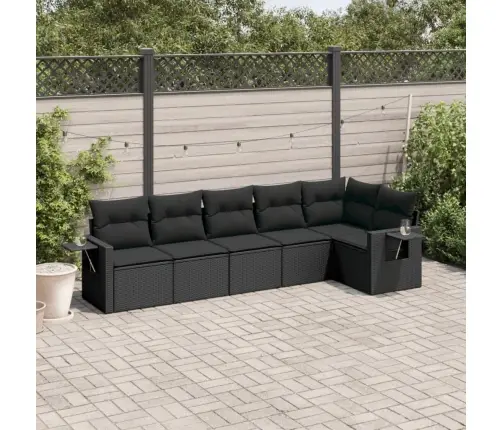 6-Daļīgs Dārza Dīvāna Komplekts, Matrači, Melna Pe Rotanpalma Vidaxl