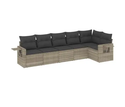 6-Daļīgs Dārza Dīvānu Komplekts,Matrači, Gaiši Pelēka Pe Pinums Vidaxl