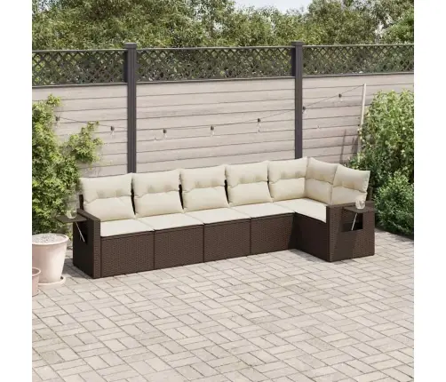 Sofos Komplektas Su Pagalvėlėmis, 6 Dalių, Rudas, Poliratanas