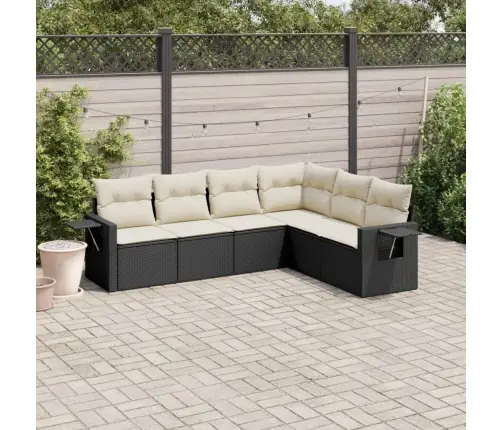 6-Daļīgs Dārza Dīvāna Komplekts, Matrači, Melna Pe Rotanpalma Vidaxl