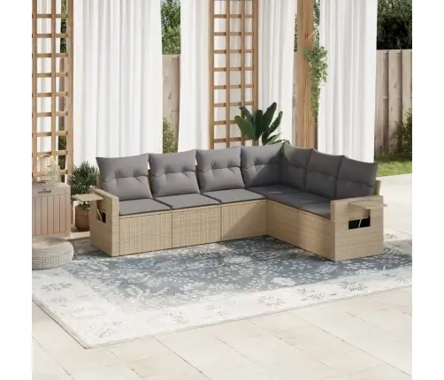 Sofos Komplektas Su Pagalvėlėmis, 6 Dalių, Smėlio, Poliratanas