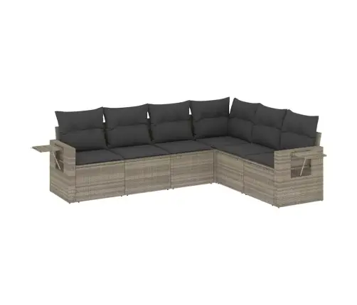 6-Daļīgs Dārza Dīvānu Komplekts,Matrači, Gaiši Pelēka Pe Pinums Vidaxl