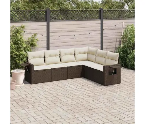 6-Daļīgs Dārza Dīvānu Komplekts, Matrači, Brūna Pe Rotangpalma Vidaxl