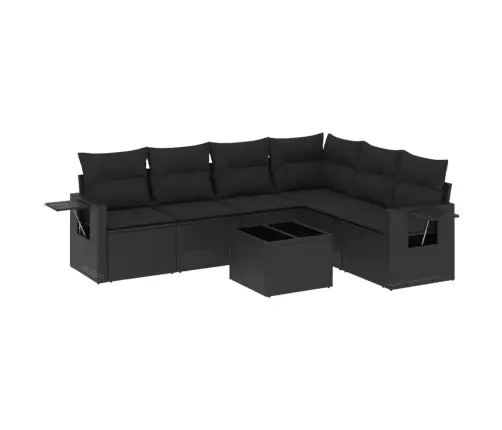 7-Daļīgs Dārza Dīvāna Komplekts Ar Matračiem, Melna Pe Vidaxl