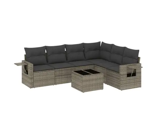 7-Daļīgs Dārza Dīvāna Komplekts, Matrači, Pelēka Pe Rotangpalma Vidaxl