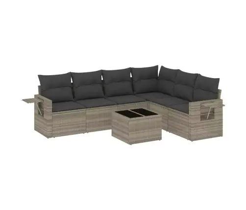 7-Daļīgs Dārza Dīvāna Komplekts,Matrači, Gaiši Pelēka Pe Pinums Vidaxl