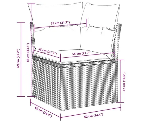 7-Daļīgs Dārza Dīvāna Komplekts,Matrači, Gaiši Pelēka Pe Pinums Vidaxl