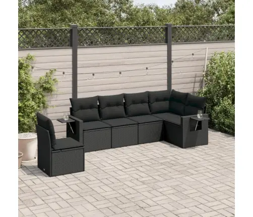 6-Daļīgs Dārza Dīvāna Komplekts, Matrači, Melna Pe Rotanpalma Vidaxl