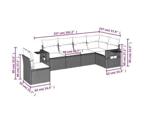 6-Osaline Aiadiivani Komplekt Patjadega, Hall, Polürotang