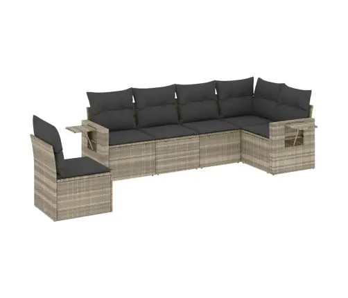 6-Daļīgs Dārza Dīvānu Komplekts,Matrači, Gaiši Pelēka Pe Pinums Vidaxl