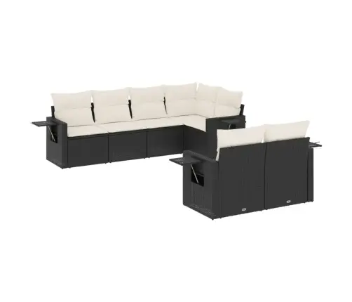 7-Daļīgs Dārza Dīvāna Komplekts Ar Matračiem, Melna Pe Vidaxl