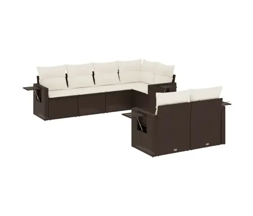 7-Daļīgs Dārza Dīvānu Komplekts, Matrači, Brūna Pe Rotangpalma Vidaxl