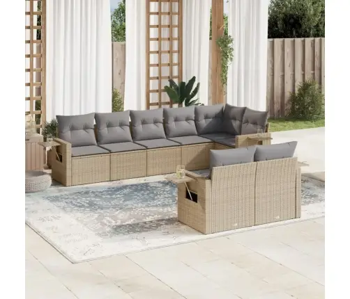 Sofos Komplektas Su Pagalvėlėmis, 8 Dalių, Smėlio, Poliratanas