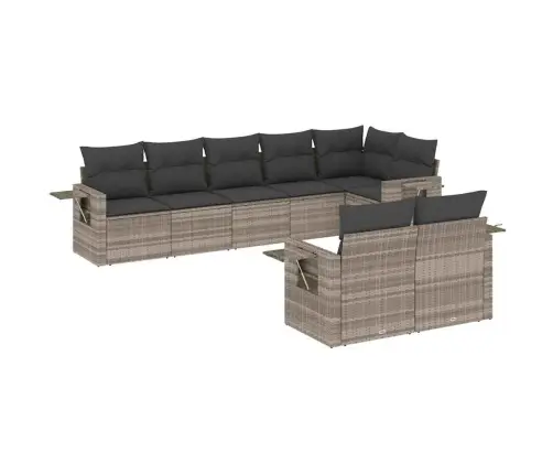 8-Daļīgs Dārza Dīvāna Komplekts,Matrači, Gaiši Pelēka Pe Pinums Vidaxl