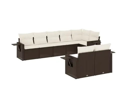 Sodo Komplektas Su Pagalvėlėmis, 8 Dalių, Rudas, Poliratanas