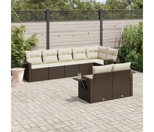 Sodo Komplektas Su Pagalvėlėmis, 8 Dalių, Rudas, Poliratanas