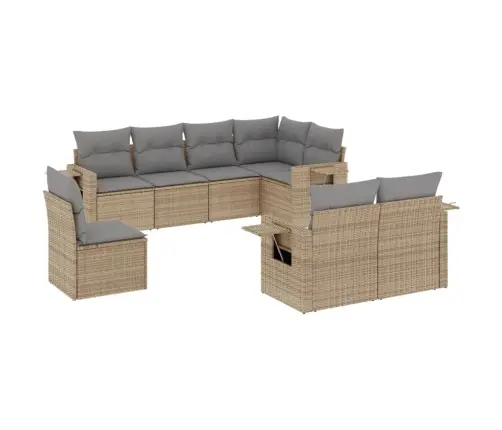 Sofos Komplektas Su Pagalvėlėmis, 8 Dalių, Smėlio, Poliratanas