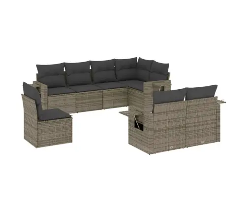 Sodo Komplektas Su Pagalvėlėmis, 8 Dalių, Pilkas, Poliratanas