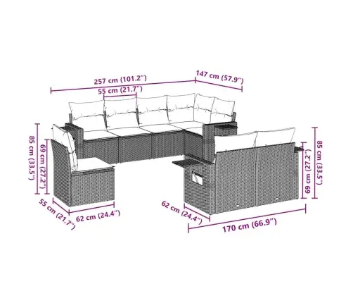 Sodo Komplektas Su Pagalvėlėmis, 8 Dalių, Rudas, Poliratanas