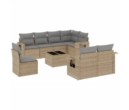 9-Osaline Aiadiivani Komplekt Patjadega, Beež, Polürotang