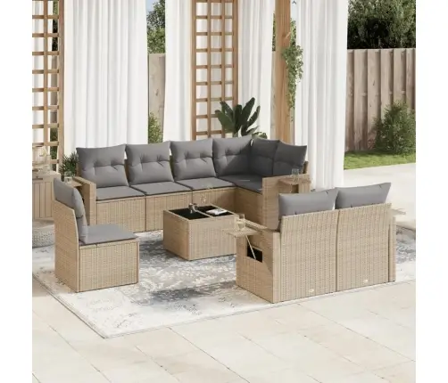 9-Osaline Aiadiivani Komplekt Patjadega, Beež, Polürotang