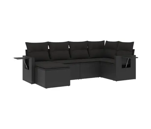 6-Daļīgs Dārza Dīvāna Komplekts, Matrači, Melna Pe Rotanpalma Vidaxl