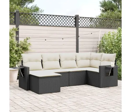 6-Daļīgs Dārza Dīvāna Komplekts, Matrači, Melna Pe Rotanpalma Vidaxl