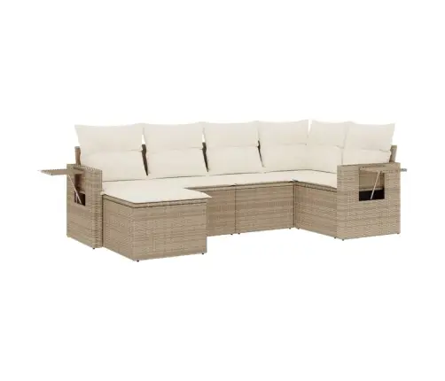 6-Daļīgs Dārza Dīvāna Komplekts, Matrači, Bēša Pe Rotangpalma Vidaxl