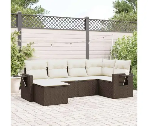 6-Daļīgs Dārza Dīvānu Komplekts, Matrači, Brūna Pe Rotangpalma Vidaxl