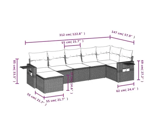 7-Osaline Aiadiivani Komplekt Patjadega, Must, Polürotang