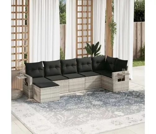 Sofos Komplektas Su Pagalvėlėmis, 7 Dalių, Pilkas, Poliratanas