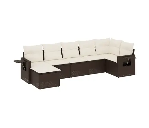 7-Osaline Aiamööblikomplekt Patjadega, Pruun, Polürotang