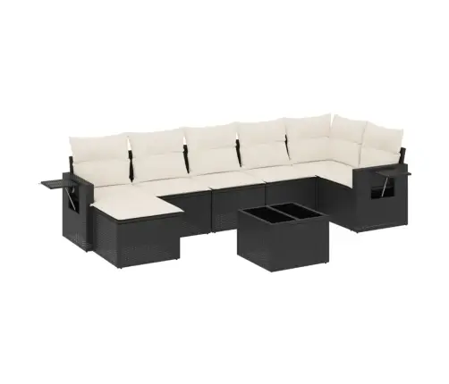 Sofos Komplektas Su Pagalvėlėmis, 8 Dalių, Juodas, Poliratanas