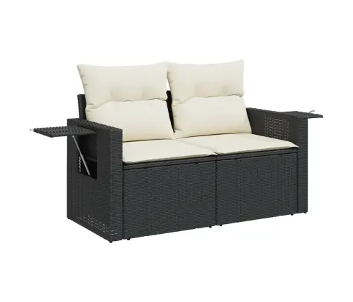 Sofos Komplektas Su Pagalvėlėmis, 7 Dalių, Juodas, Poliratanas