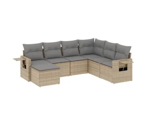 7-Daļīgs Dārza Dīvāna Komplekts, Matrači, Bēša Pe Rotangpalma Vidaxl