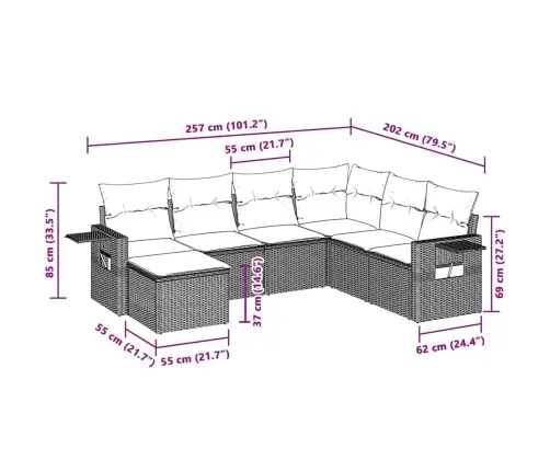 7-Daļīgs Dārza Dīvāna Komplekts,Matrači, Gaiši Pelēka Pe Pinums Vidaxl