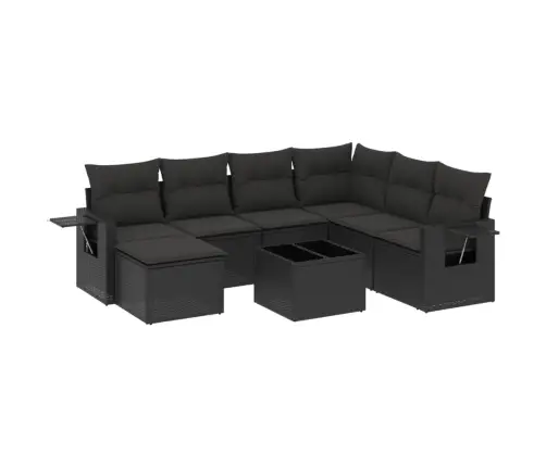 8-Daļīgs Dārza Dīvāna Komplekts, Matrači, Melna Pe Rotangpalma Vidaxl