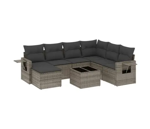 8-Daļīgs Dārza Dīvāna Komplekts Ar Matračiem, Pelēks Pe Pinums Vidaxl