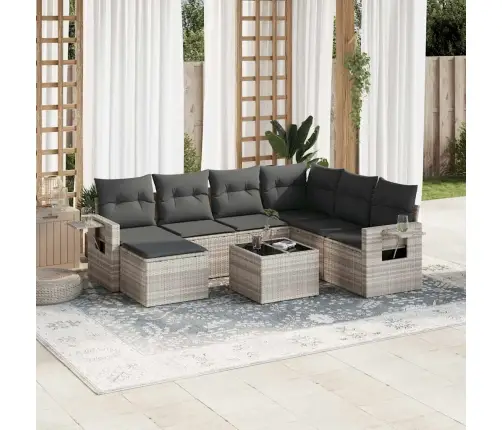 8-Osaline Aiadiivani Komplekt Patjadega, Helehall, Polürotang