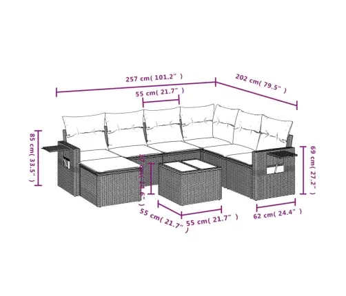 8-Osaline Aiadiivani Komplekt Patjadega, Pruun, Polürotang