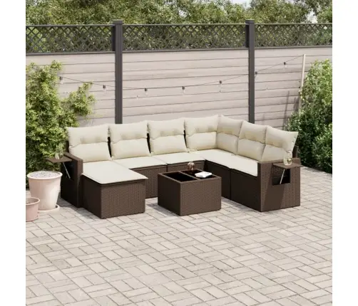 8-Osaline Aiadiivani Komplekt Patjadega, Pruun, Polürotang