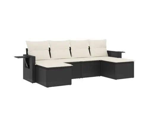 Sofos Komplektas Su Pagalvėlėmis, 6 Dalių, Juodas, Poliratanas