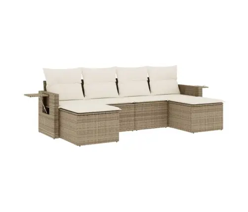 Sofos Komplektas Su Pagalvėlėmis, 6 Dalių, Smėlio, Poliratanas