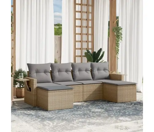 6-Daļīgs Dārza Dīvāna Komplekts, Matrači, Bēša Pe Rotangpalma Vidaxl